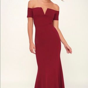Off the Shoulder Red Maxi Dress-Small